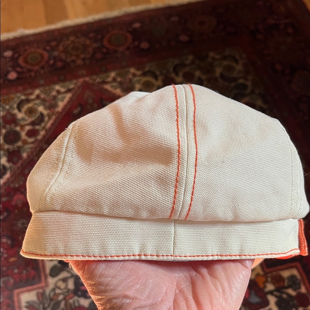 Nine West Cream and Orange Summer Newsboy Hat - Picture 4 of 7